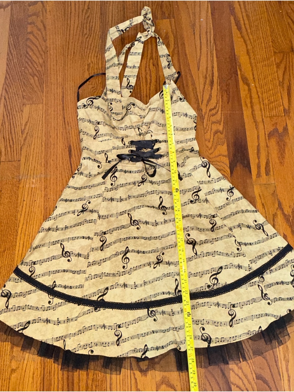 Hot Topic Cream Dress with Black Music Note Print